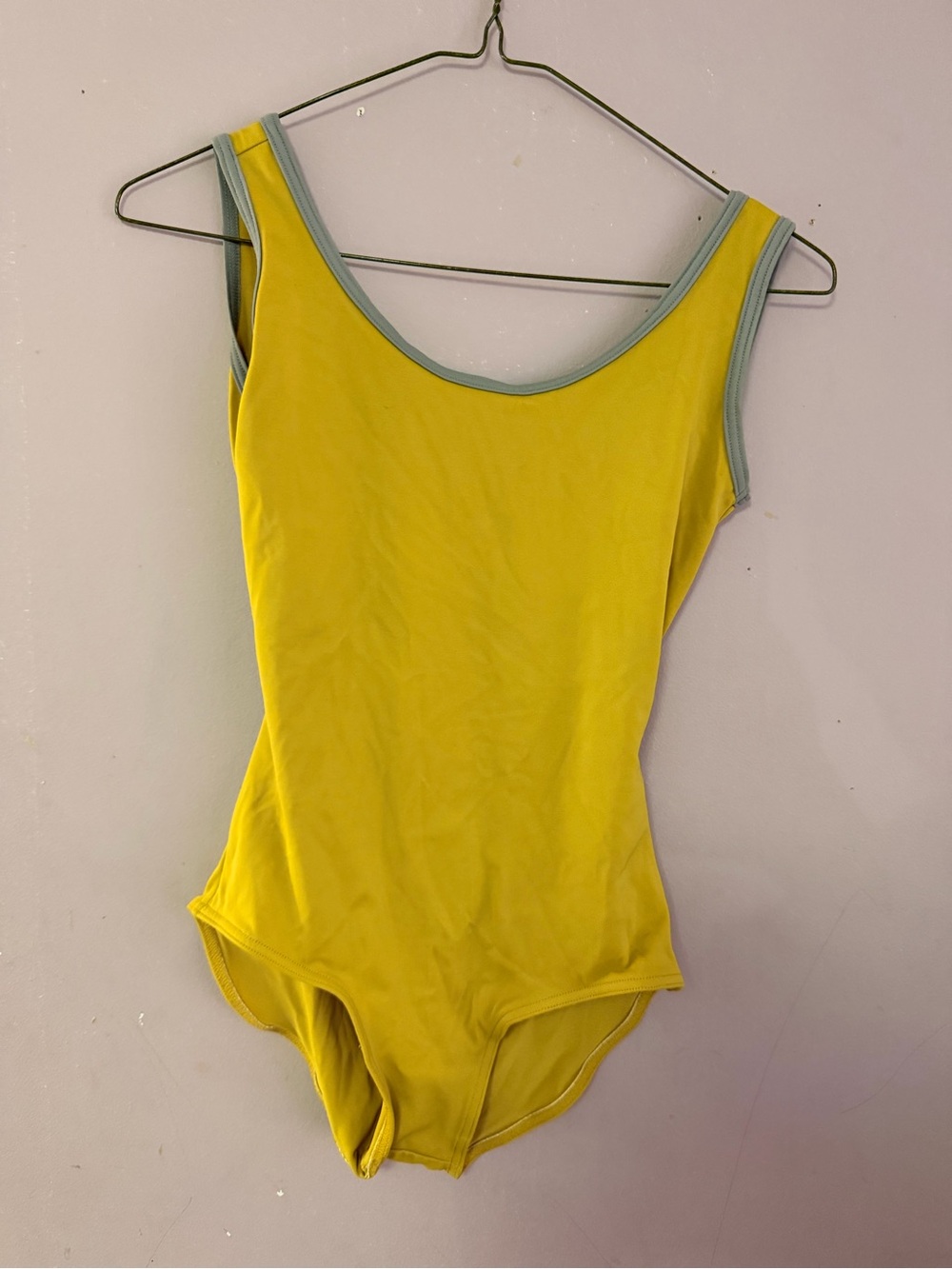 Yumiko Mustard Yellow leotard/ Bodysuit with Light Gray Trim